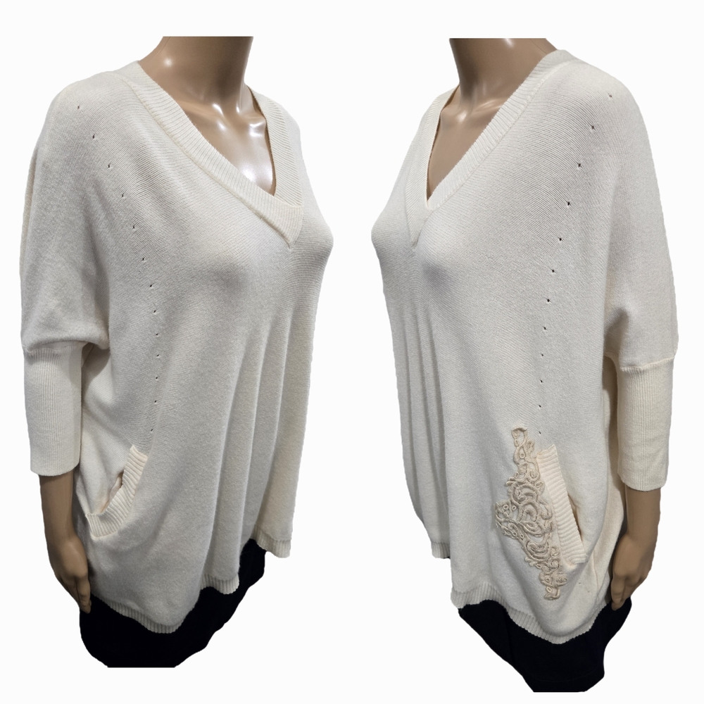 Elisa Cavaletti Art Piece Oversized V-Neck Sweater - Made in Italy Size S/M - Picture 7 of 10